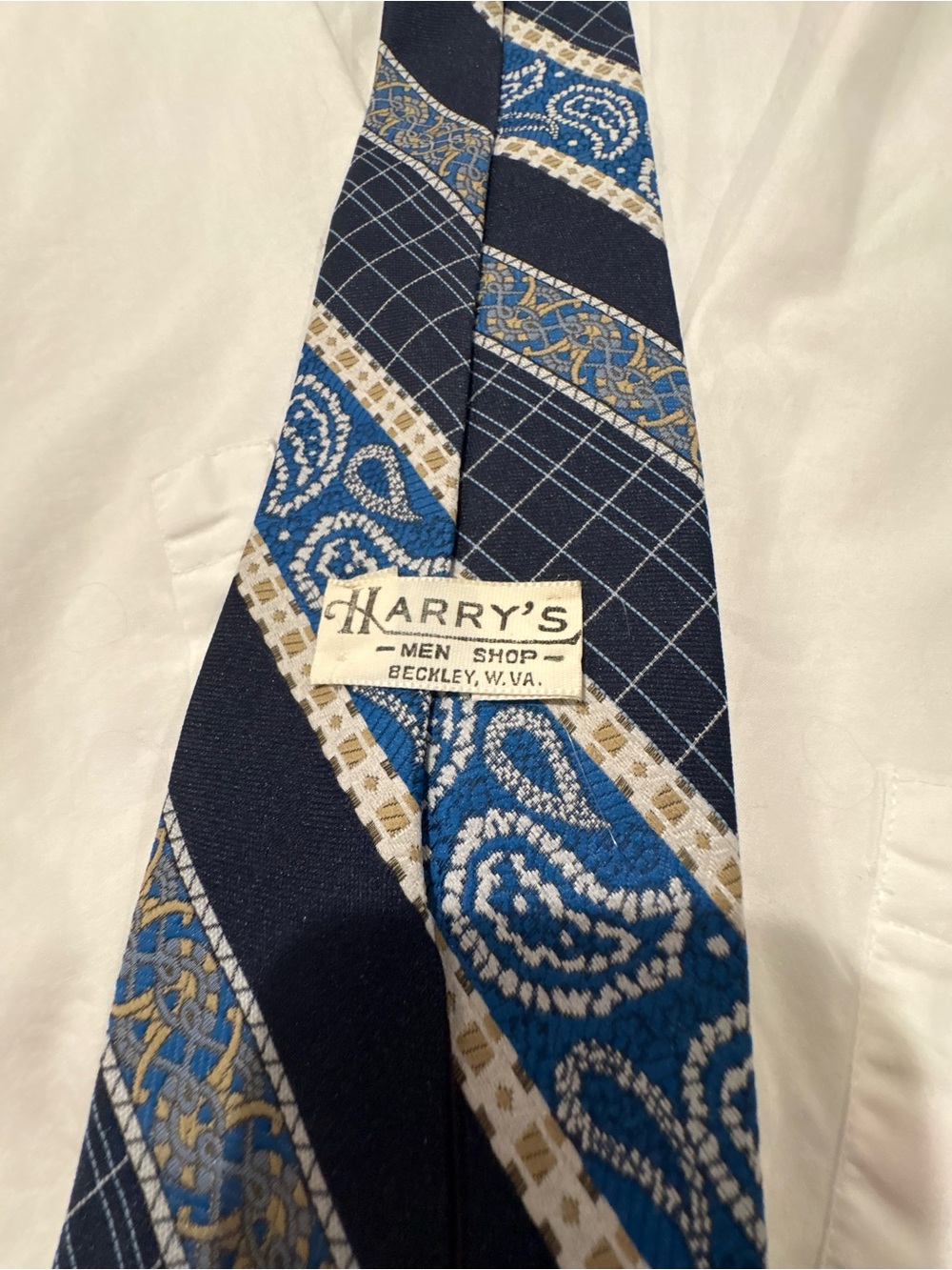 Harry's Men's Navy & Blue Paisley Stripe Tie